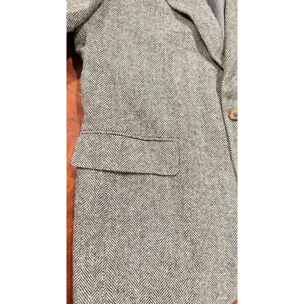 Vintage Evan Picone Wool Herringbone Tweed Blazer Mens 43R Gray Sport Coat USA‎